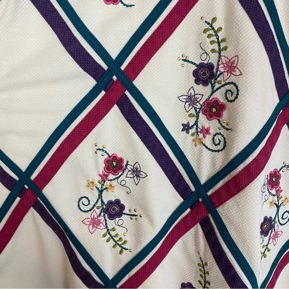 Vintage 90s Granny Top Sweatshirt Tunic Shirt Womens XL Embroidered Floral - Picture 6 of 14